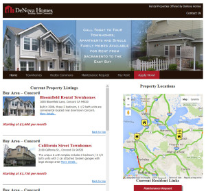 DeNova Rental Properties website redesign and development. maintenance